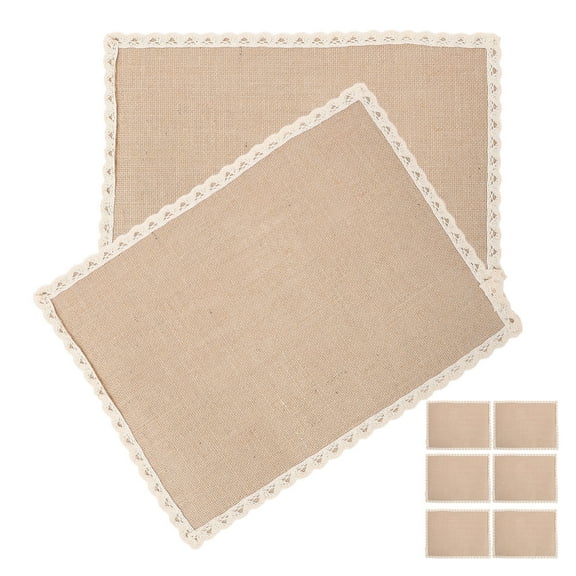 LABSERRON 8Pcs Rectangular Placemats in Beige for Dining Table and Special Occasions with Jute and Burlap