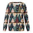 thumbnail image 5 of asdoklhq Crewneck Sweatshirts Women Christmas Printed Loose Casual Long Sleeve Round Neck Hoodless Straight Shoulder Sweater Green 3X, 5 of 5