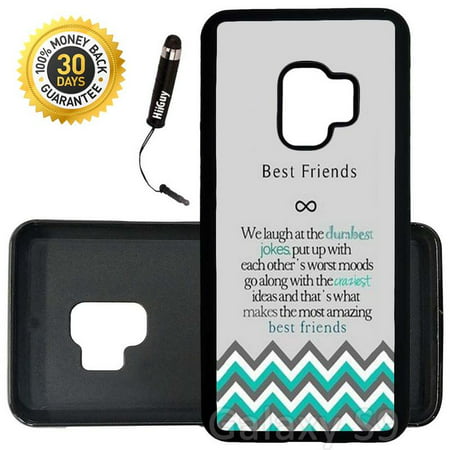 Custom Galaxy S9 Case (Best Friends Design) Edge-to-Edge Rubber Black Cover Ultra Slim | Lightweight | Includes Stylus Pen by