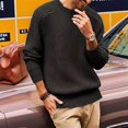 thumbnail image 6 of Man'S Crew Neck Chunky Knit Long Sleeve Pullover Sweater Black S, 6 of 9