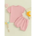 thumbnail image 5 of Musuos Baby Girl Summer Outfit 6 12 18 24M 3T Letter Print Short Sleeve Crew Neck T-Shirts Tops Elastic Waist Shorts Set, 5 of 10