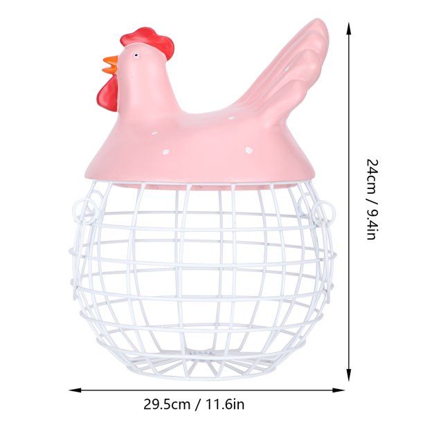 Cesta para huevos, cesta para guardar huevos, cesta de hierro para guardar huevos, cesta para guardar huevos con forma de pollo, rendimiento impulsado