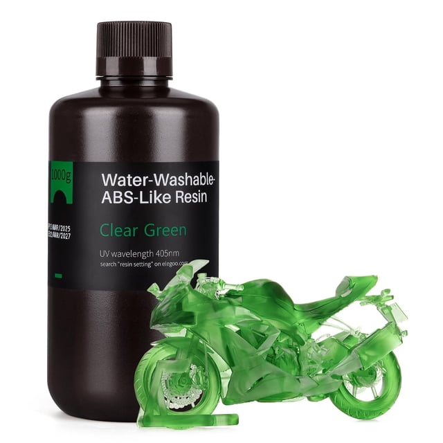 Impresora 3D de resina ELEGOO, lavable con agua, tipo ABS, 1 kg, verde transparente