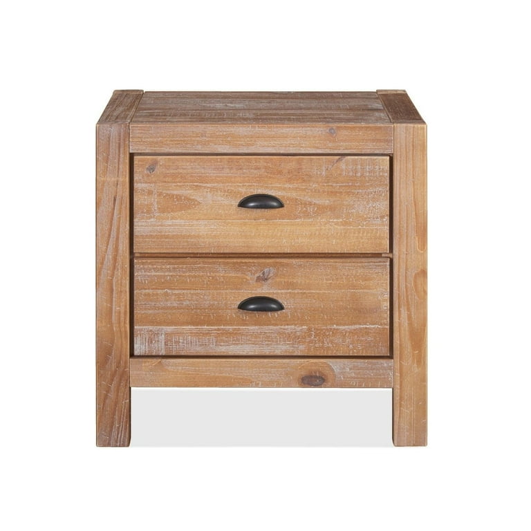 Grain Wood Furniture Montauk Solid Wood 2 drawer Nightstand Driftwood Industrial Nautical Coastal Walmart