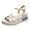 Beige, variant on JeashCHAT Women's Leather Platform Wedge Sandals Low Heel Summer Open Toe Buckle Ankle Strap Casual Sandal Comfortable Womens Sandal