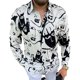 thumbnail image 1 of Camisa estampada de manga larga para hombre, chaqueta informal, solapa, camisa con botones de un solo pecho para traje de otoño, 1 of 4