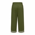 thumbnail image 7 of Summer Linen Pants for Women Loose Wide Leg Trousers Side Button Elastic Waist Straight Pants Crop Pants, 7 of 7