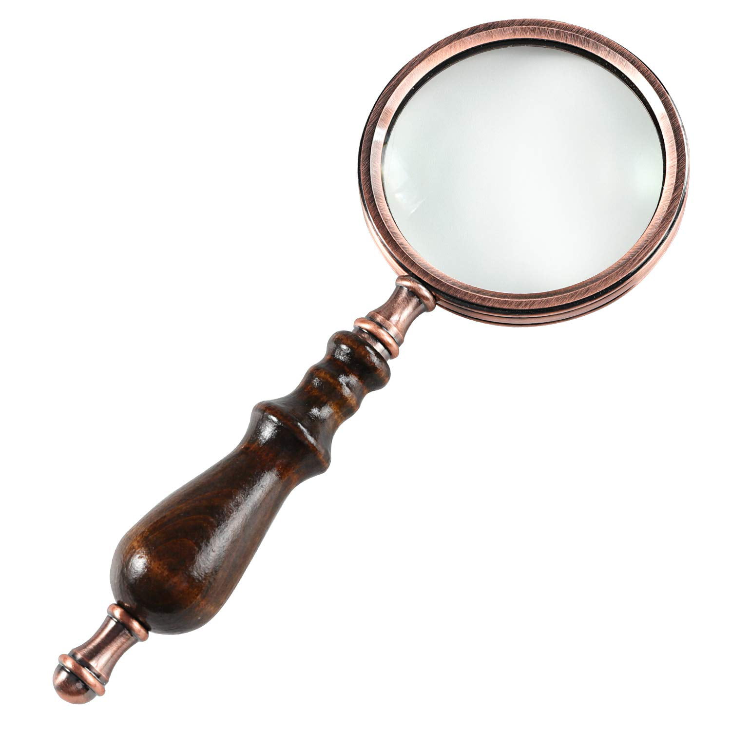 Handheld 3X Reading Bronze Magnifier Classical Elders Gift. 8X Metal Magnifying Glass for Reading 
