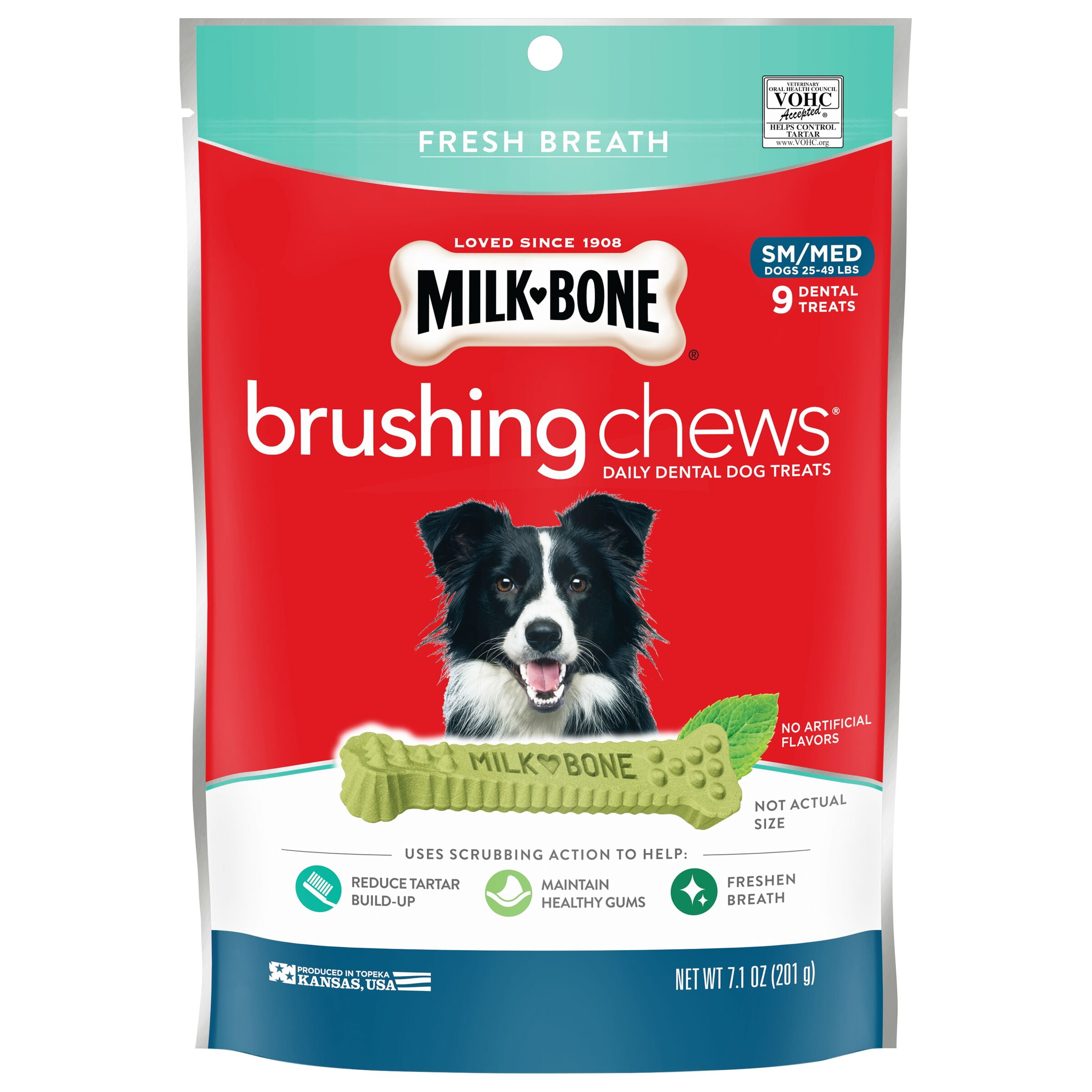MilkBone Brushing Chews Daily Dental Dog Treats, Fresh Breath, Small