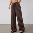thumbnail image 6 of Women's Casual Loose Striped Wide-Leg Trousers, Elastic Waist with Drawstring, Comfy Flowy Pants for Work, Travel, and Daily Wear, Pull-On Stretchy Palazzo Pants, Soft Polyester, 6 of 9