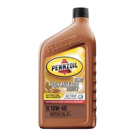 Pennzoil High Mileage 10W-40 Motor Oil, 1 Quart