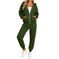 thumbnail image 5 of Jerdar Womens Matching Sweatsuit Zip Up Hoodie Jogger Pants Oversized Drop Shoulder Side Pockets Casual Workout Lounge Fall Winter Outfits M, 5 of 9