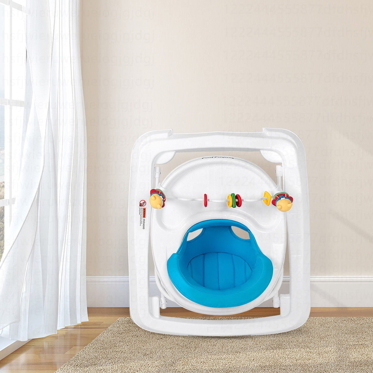 Costway Baby Walker Adjustable Height Removable Toy Wheels Folding Portable Blue