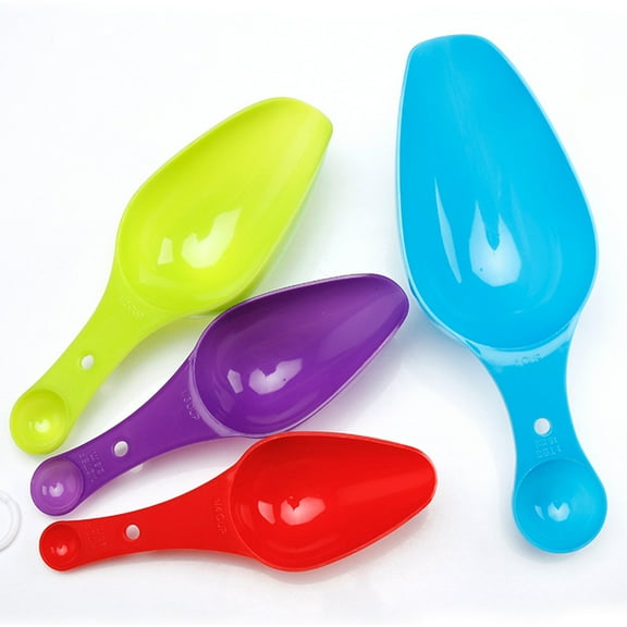 Homoyoyo Plastic Measuring Spoon Sets, 2 Assorted Color Sets for Cooking, Baking, Kitchen, Easy to Use and Clean