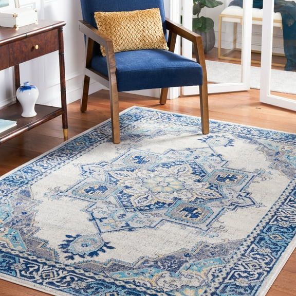 SAFAVIEH Brentwood Vesela Oriental Area Rug, Aqua/Light Gray, 8' x 10'