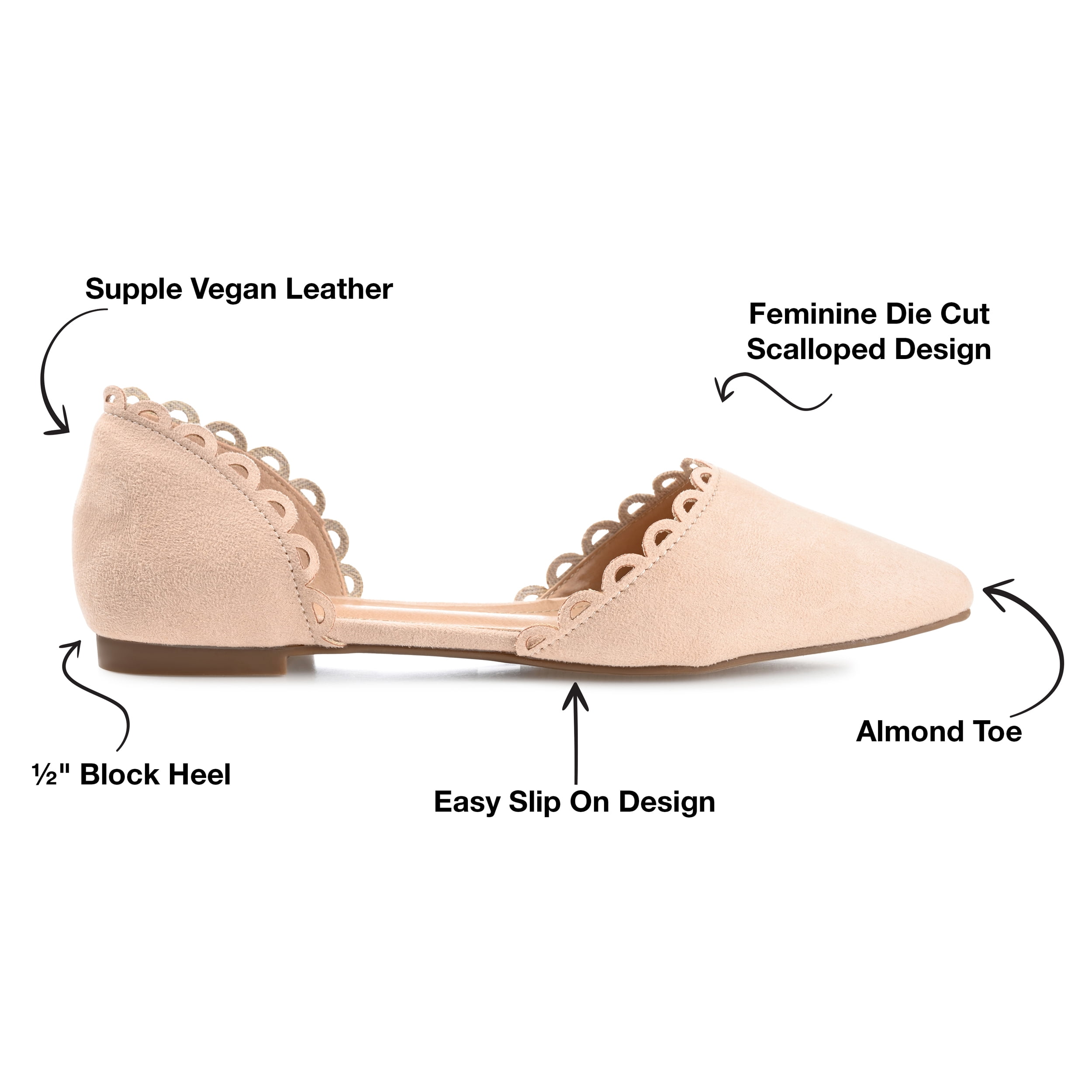 Journee Womens Jezlin Slip On Almond Toe Ballet Flats, Widths Available
