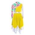 thumbnail image 3 of Aislor Girls Camouflage Print Color Block Liturgical Praise Dance Dress Long Sleeve Worship Lyrical Dancewear Yellow 10, 3 of 7