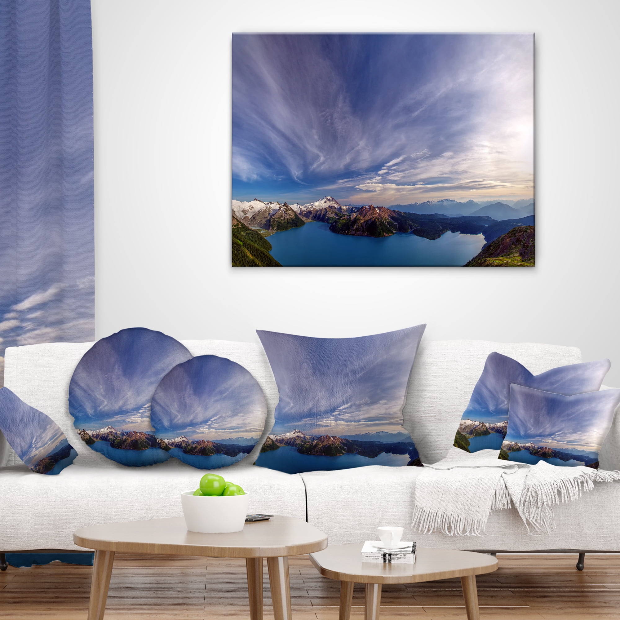 Designart Stunning View of Clear Lake - Landscape Printed Throw Pillow - 16x16