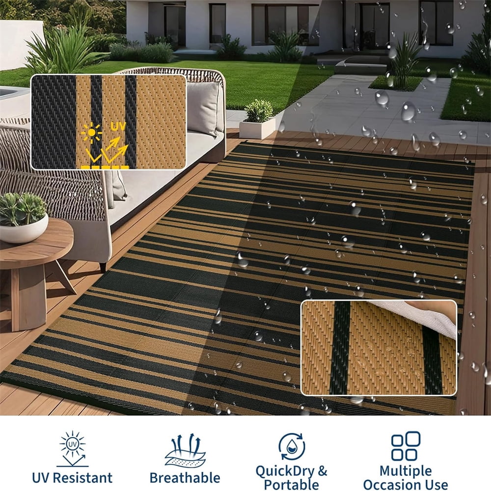 Waterproof Outdoor Rug 8x10/9×12/9×18, Plastic Straw Patio Camping Rug, Indoor Outdoor RV Mat Carpet for Deck, Camper, Porch, Balcony, Backyard, Picnic