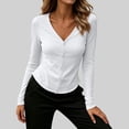 thumbnail image 6 of XuJwPNcy Long Sleeve Shirts for Women Button Down V Neck Fitted Tops Soft Comfy Sun Protection T-Shirts Summer Clothes, 6 of 7