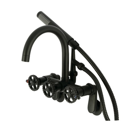 Kingston Brass AE8150CG Fuller 7-Inch Adjustable Wall Mount Clawfoot Tub Faucet, Matte Black