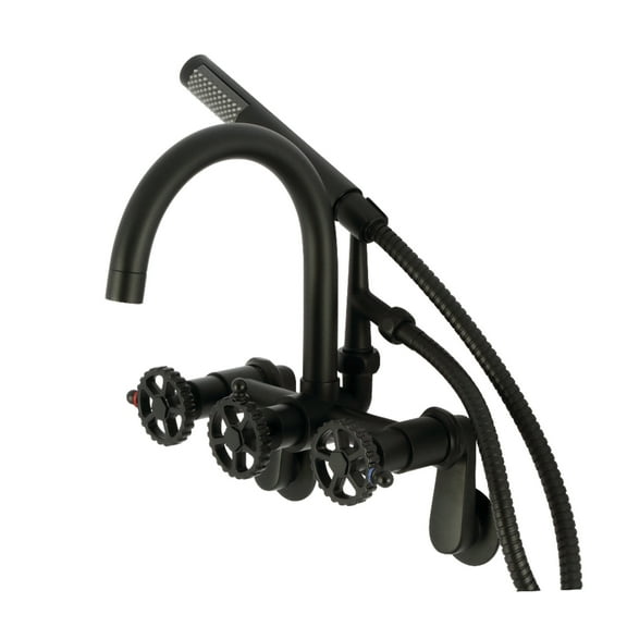 Kingston Brass AE8150CG Fuller 7-Inch Adjustable Wall Mount Clawfoot Tub Faucet, Matte Black