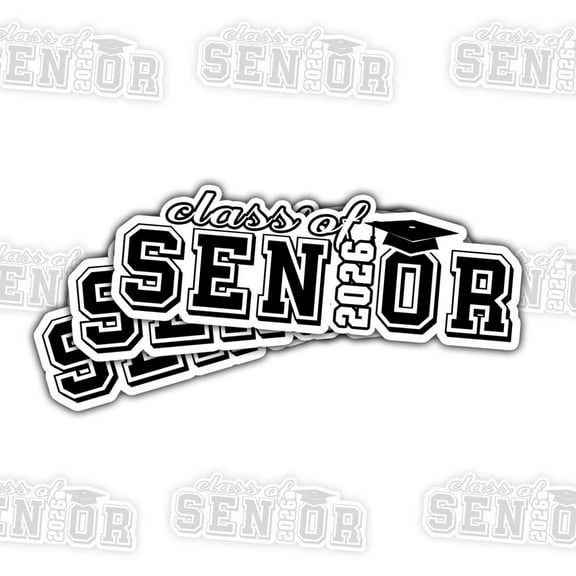 3 Pcs Class of 2026 Senior Stickers | Black & White Graduation Vinyl Decals | Gift for Grads, Scrapbooks, Laptops 3 inch