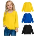 thumbnail image 5 of Jalioing 3 Pack Long Sleeve T Shirt for Kids Casual Solid Crew Neck Cotton Tee Shirt Boys Girls Basic Tops, 5 of 7