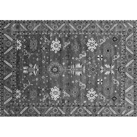 Ahgly Company Indoor Rectangle Oriental Gray Traditional Area Rugs, 7' x 9'