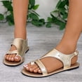 thumbnail image 4 of hoksml Women's Metallic Toe Post Flat Sandals Open Toe Ankle Strap Summer Casual Dressy Shoes for Ladies, 4 of 8