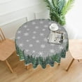thumbnail image 2 of Christmas Tablecloth Round 60 Inch Winter Rustic Watercolor Tree Snowflakes Grey Green Nature Forest Print Decorative Washable Polyester Table Cloth for Party Picnic Home Kitchen Decor, 2 of 6