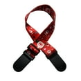 thumbnail image 3 of 5cm Wide Guitar Bass Strap Polyester With Leather Head Christmas Pattern Red, 3 of 4