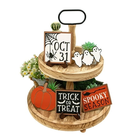 

1 Set Of Tiered Tray Decorations Wooden Signs For Home And Wooden Signs With Witch Hat Cute Pumpkin Tall Centerpieces 2 Tier Tray Decorations Modern Decorations round Coffee Table Tray Small Trays