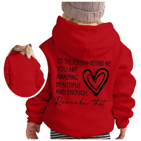 

Cute Girls Sweatshirt Casual Hoodies Long Sleeve Graphic Fall Winter Comfortable Pullover Sweater Kids Clothing Red 9-10 Years