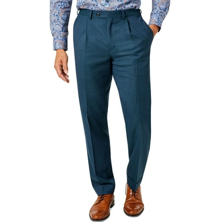 Tallia Mens Regular-Fit Wool Dress Pants 34W x 30L Dark Teal - NWT $175