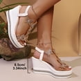 thumbnail image 6 of Womens Sandals Wedge Shoes: All-Day Comfort Dressy Wedges Thick Sole Sparkling Decorative Open Toe Summer Sandals for Casual Gold 7(39), 6 of 9