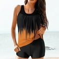 thumbnail image 3 of Tqyyweavej Women's Tankini Swimsuits Gradient Print Sleeveless Color Block Tank Top and Black Tummy Control Summer Swim Board Shorts, 3 of 7