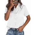 thumbnail image 4 of PRETTYGARDEN Womens Summer Button Down Shirts Short Sleeve Work Tops Dressy Satin Blouses Spring Business Casual Outfits, 4 of 8