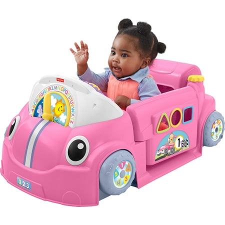 Fisher-Price Laugh & Learn Crawl Around Car, Electronic Learning Toy Activity Center for Baby, Pink