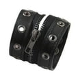 thumbnail image 2 of Gothic Zipper Wristband Wide Jewelry PU Leather Punk Bracelet for Women Men Black, 2 of 7