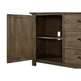 thumbnail image 4 of Wooden Sideboard with Three Drawers and Two Side Door Cabinets, Oak Brown, 4 of 4