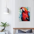 thumbnail image 3 of Nawypu Red and Blue Colored Parrot Canvas Print Watercolor Paint White Background Canvas Wall Art Animal Wall Art Home Decor Ready to Hang- Made in USA, 3 of 4