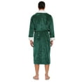 thumbnail image 3 of PajamaX Luxurious Mens Shawl Collar Plush Fleece Bathrobe Cozy Warm Bathrobe Long Robe With Pockets (L, Green), 3 of 7