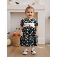 thumbnail image 3 of Toddler Baby Girl Halloween Outfit Pumpkin Embroidery Short Sleeve Doll Collar Floral Princess Dress 2 3 4 5 Years Kids A-Line Dresses, 3 of 10