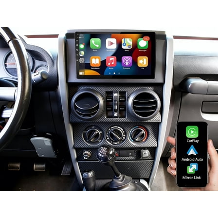 Molaner 4 64G Car Stereo for Jeep Wrangler JK 2007-2010 Fit for Wireless CarPlay/Android Auto Android 15 Radio with 10.1" Touch Screen,BT,GPS,SWC, 4 64G