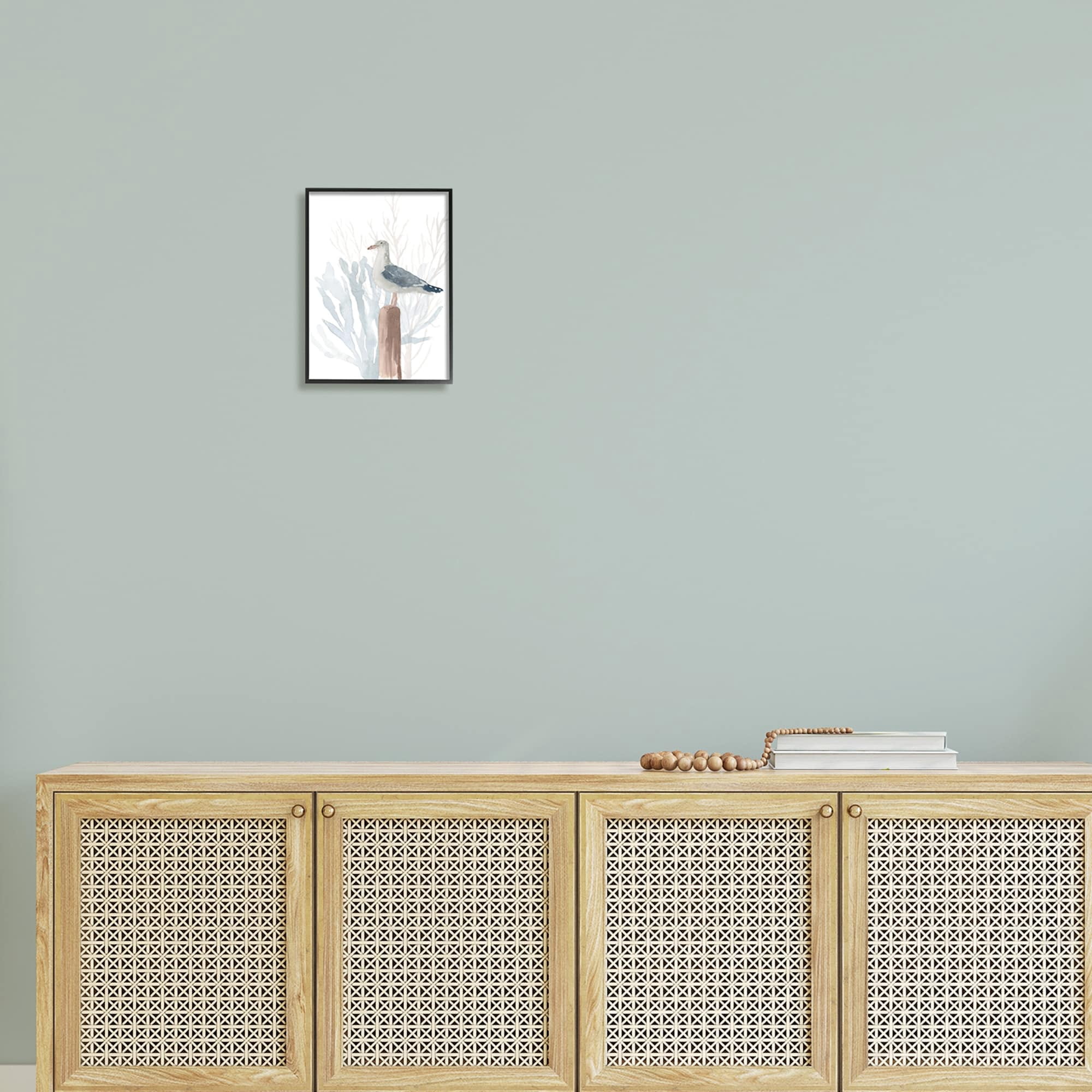 Stupell Industries Relaxed Nautical Seagull Beach Bird Blue Sea Coral, 11 x 14, Design by Lucille Price