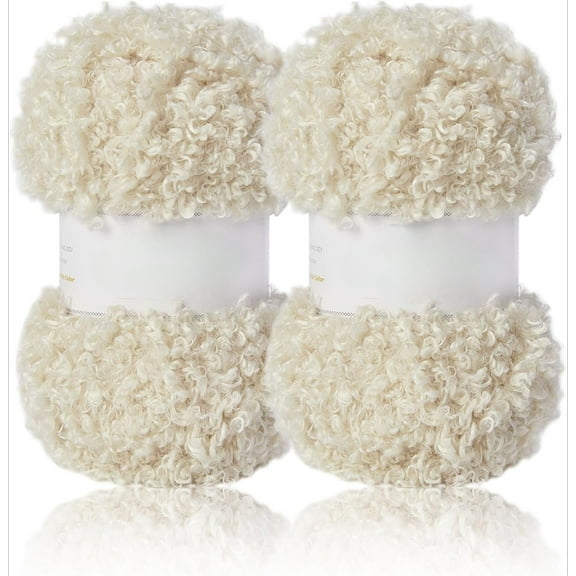 2 Skeins Fur Yarn Super Soft Yarn Chunky Fluffy Faux Fur Yarn Fuzzy Yarn for Crochet Knit -Total Length 2×80m(2×87yds,3.53oz×2)