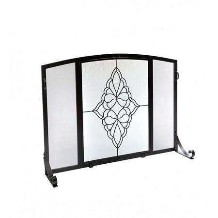 

Plow & Hearth Large St. Charles Glass Medallion Flat Guard Fire Screen