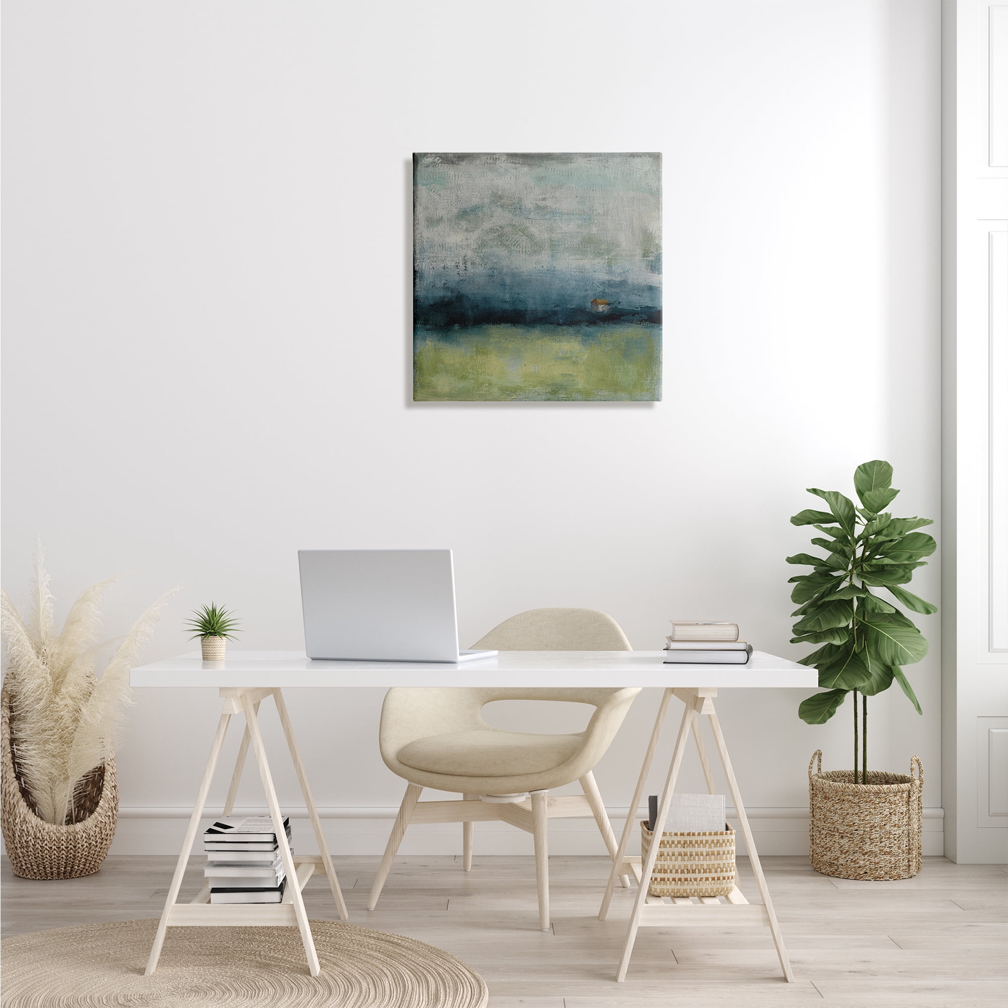 Stupell Industries Abstract Stormy County Home Landscape Murky Grey Sky Abstract Painting Gallery Wrapped Canvas Print Wall Art, 24 x 24