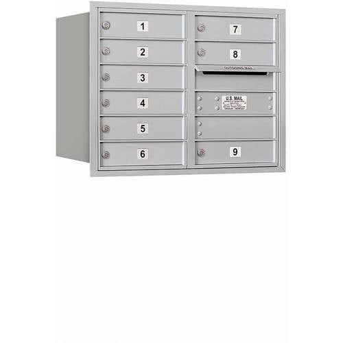 4C Horizontal Mailbox - 6 Door High Unit (23 1/2 Inches) - Double Column - 9 MB1 Doors - Aluminum - Rear Loading - Private Acces